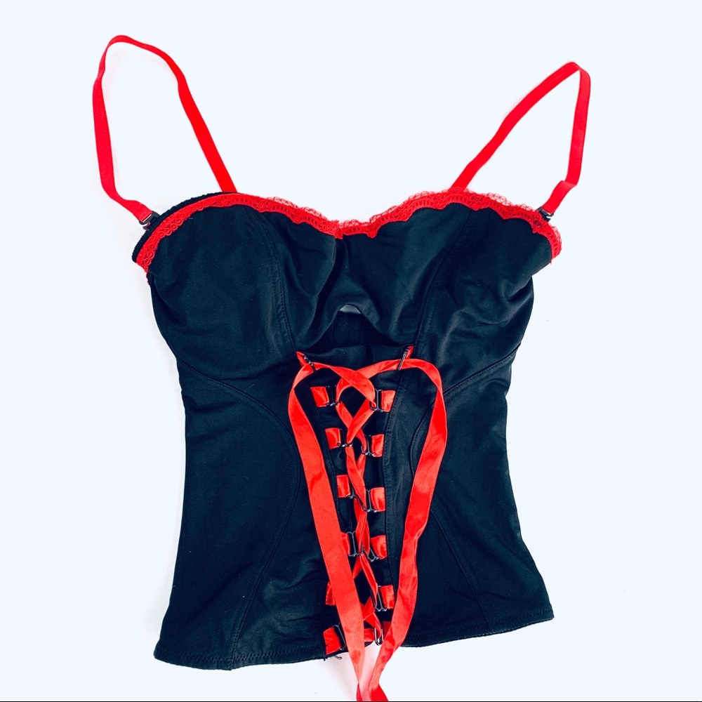 Mid 90’s Sexy soft and comfy black and red corset
